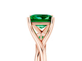 Rose gold Princess Cut Emerald Solitaire Twist Band Prong Setting Ring_41