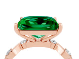 Rose gold Princess Cut Emerald Solitaire Twisted Band with Round  Accents and Prong Setting_16