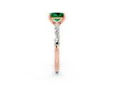 Rose gold Princess Cut Emerald Solitaire with Side Baguettes and Channel Set Band_2