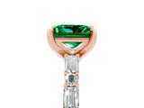 Rose gold Princess Cut Emerald Solitaire with Side Baguettes and Channel Set Band_5