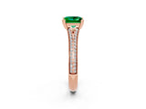 Rose gold Princess Cut Emerald Split Shank Engagement Ring with Pavé Band_2