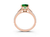 Rose gold Princess Cut Emerald Split Shank Engagement Ring with Pavé Band_3