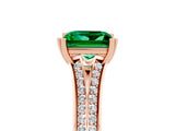 Rose gold Princess Cut Emerald Split Shank Engagement Ring with Pavé Band_5