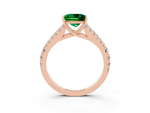 Rose gold Princess Cut Emerald Split Shank Pavé Engagement Ring with Four-Prong Setting_27