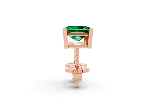 Rose gold Princess Cut Emerald Stud Earrings_32