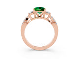 Rose gold Princess Cut Emerald Three-Stone Ring with Pavé Split Shank and Four-Prong Setting_3