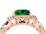 Rose gold Princess Cut Emerald Three-Stone Ring with Pavé Split Shank and Four-Prong Setting_4
