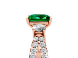 Rose gold Princess Cut Emerald Three-Stone Ring with Pavé Split Shank and Four-Prong Setting_5
