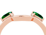 Rose gold Princess Cut Emerald Two-Stone Open Band Ring with Four-Prong Setting_10