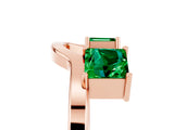 Rose gold Princess Cut Emerald Two-Stone Open Band Ring with Four-Prong Setting_11
