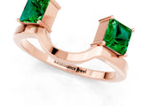 Rose gold Princess Cut Emerald Two-Stone Open Band Ring with Four-Prong Setting_7