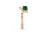 Rose gold Princess Cut Emerald Two-Stone Open Band Ring with Four-Prong Setting_8