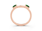 Rose gold Princess Cut Emerald Two-Stone Open Band Ring with Four-Prong Setting_9