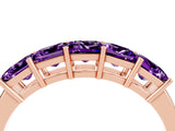 Rose gold Princess Cut Five-Stone Amethyst Band with Prong Setting_10