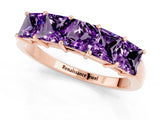 Rose gold Princess Cut Five-Stone Amethyst Band with Prong Setting_7