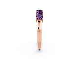 Rose gold Princess Cut Five-Stone Amethyst Band with Prong Setting_8