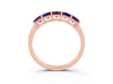 Rose gold Princess Cut Five-Stone Amethyst Band with Prong Setting_9