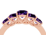 Rose gold Princess Cut Five-Stone Amethyst Ring with Classic Prong Setting_10