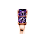 Rose gold Princess Cut Five-Stone Amethyst Ring with Classic Prong Setting_11