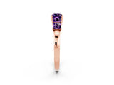 Rose gold Princess Cut Five-Stone Amethyst Ring with Classic Prong Setting_8