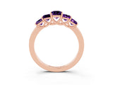 Rose gold Princess Cut Five-Stone Amethyst Ring with Classic Prong Setting_9