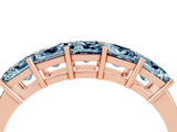 Rose gold Princess Cut Five-Stone Aquamarine Band with Prong Setting_10
