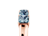 Rose gold Princess Cut Five-Stone Aquamarine Band with Prong Setting_11