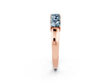 Rose gold Princess Cut Five-Stone Aquamarine Band with Prong Setting_8