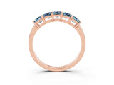 Rose gold Princess Cut Five-Stone Aquamarine Band with Prong Setting_9