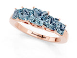 Rose gold Princess Cut Five-Stone Aquamarine Ring with Classic Prong Setting_7