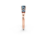 Rose gold Princess Cut Five-Stone Aquamarine Ring with Classic Prong Setting_8