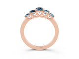 Rose gold Princess Cut Five-Stone Aquamarine Ring with Classic Prong Setting_9