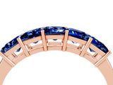 Rose gold Princess Cut Five-Stone Blue Sapphire Band with Prong Setting_10