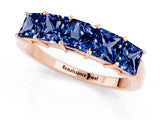 Rose gold Princess Cut Five-Stone Blue Sapphire Band with Prong Setting_7
