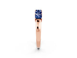 Rose gold Princess Cut Five-Stone Blue Sapphire Band with Prong Setting_8