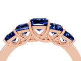 Rose gold Princess Cut Five-Stone Blue Sapphire Ring with Classic Prong Setting_10