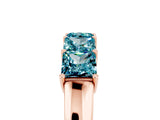 Rose gold Princess Cut Five-Stone Blue Topaz Band with Prong Setting_11