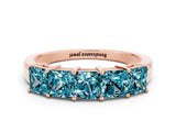 Rose gold Princess Cut Five-Stone Blue Topaz Band with Prong Setting_6