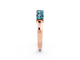 Rose gold Princess Cut Five-Stone Blue Topaz Band with Prong Setting_8