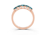 Rose gold Princess Cut Five-Stone Blue Topaz Band with Prong Setting_9