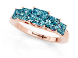 Rose gold Princess Cut Five-Stone Blue Topaz Ring with Classic Prong Setting_7