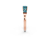 Rose gold Princess Cut Five-Stone Blue Topaz Ring with Classic Prong Setting_8