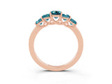 Rose gold Princess Cut Five-Stone Blue Topaz Ring with Classic Prong Setting_9