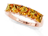 Rose gold Princess Cut Five-Stone Citrine Band with Prong Setting_7