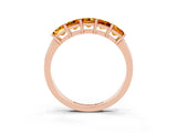 Rose gold Princess Cut Five-Stone Citrine Band with Prong Setting_9
