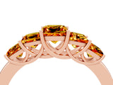 Rose gold Princess Cut Five-Stone Citrine Ring with Classic Prong Setting_10