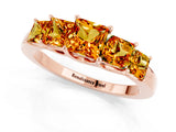 Rose gold Princess Cut Five-Stone Citrine Ring with Classic Prong Setting_7