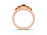 Rose gold Princess Cut Five-Stone Citrine Ring with Classic Prong Setting_9