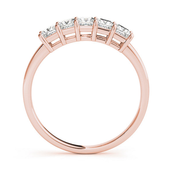 Rose gold Princess Cut Five-Stone Diamond White Gold Band with Prong Setting 1
