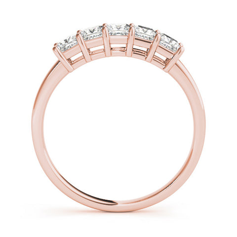 Rose gold Princess Cut Five-Stone Diamond White Gold Band with Prong Setting 1